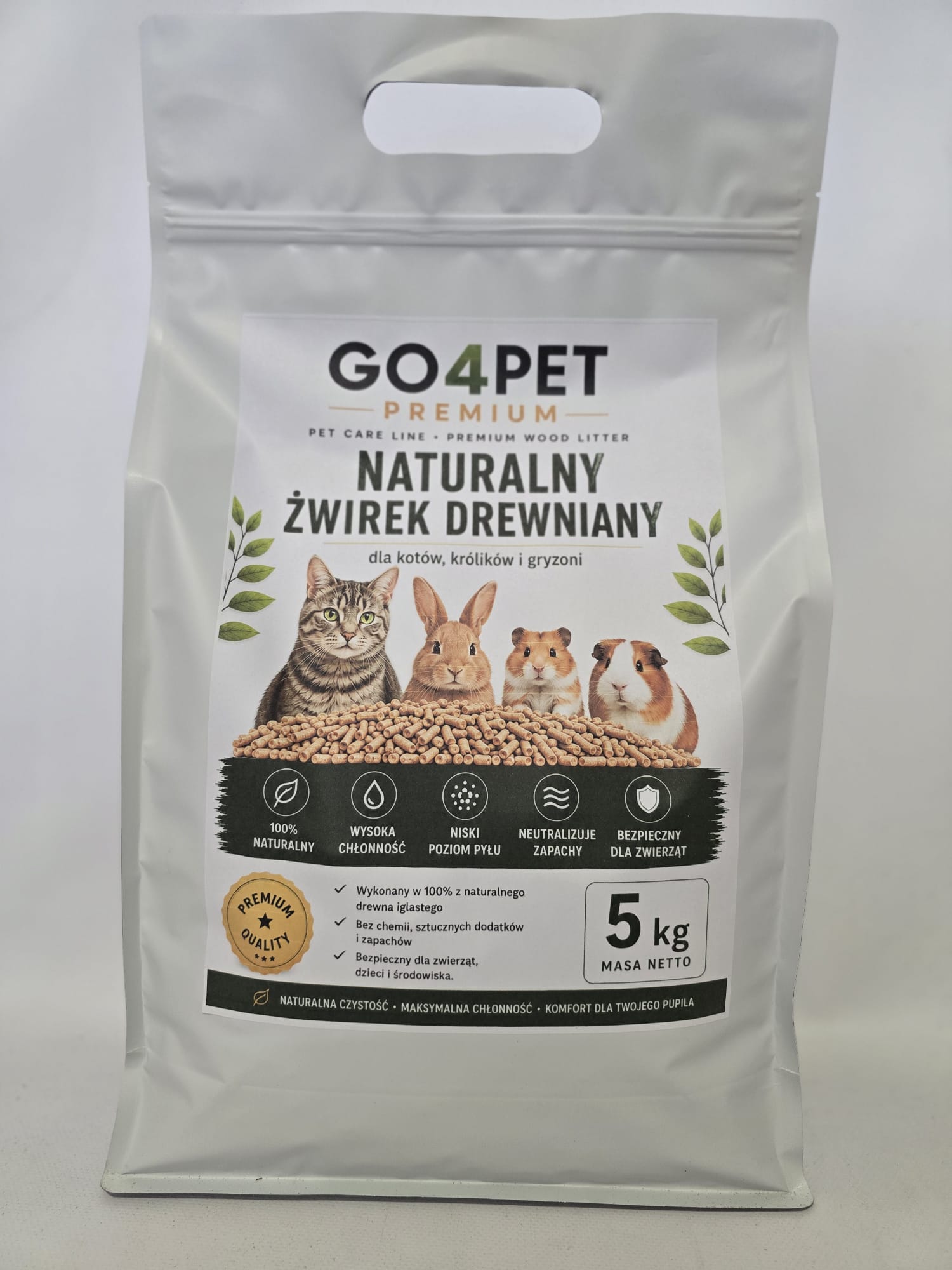 Żwirek Drewniany GO4PET PREMIUM 5kg Dla Kota Królika Gryzoni Naturalny - obrazek 2