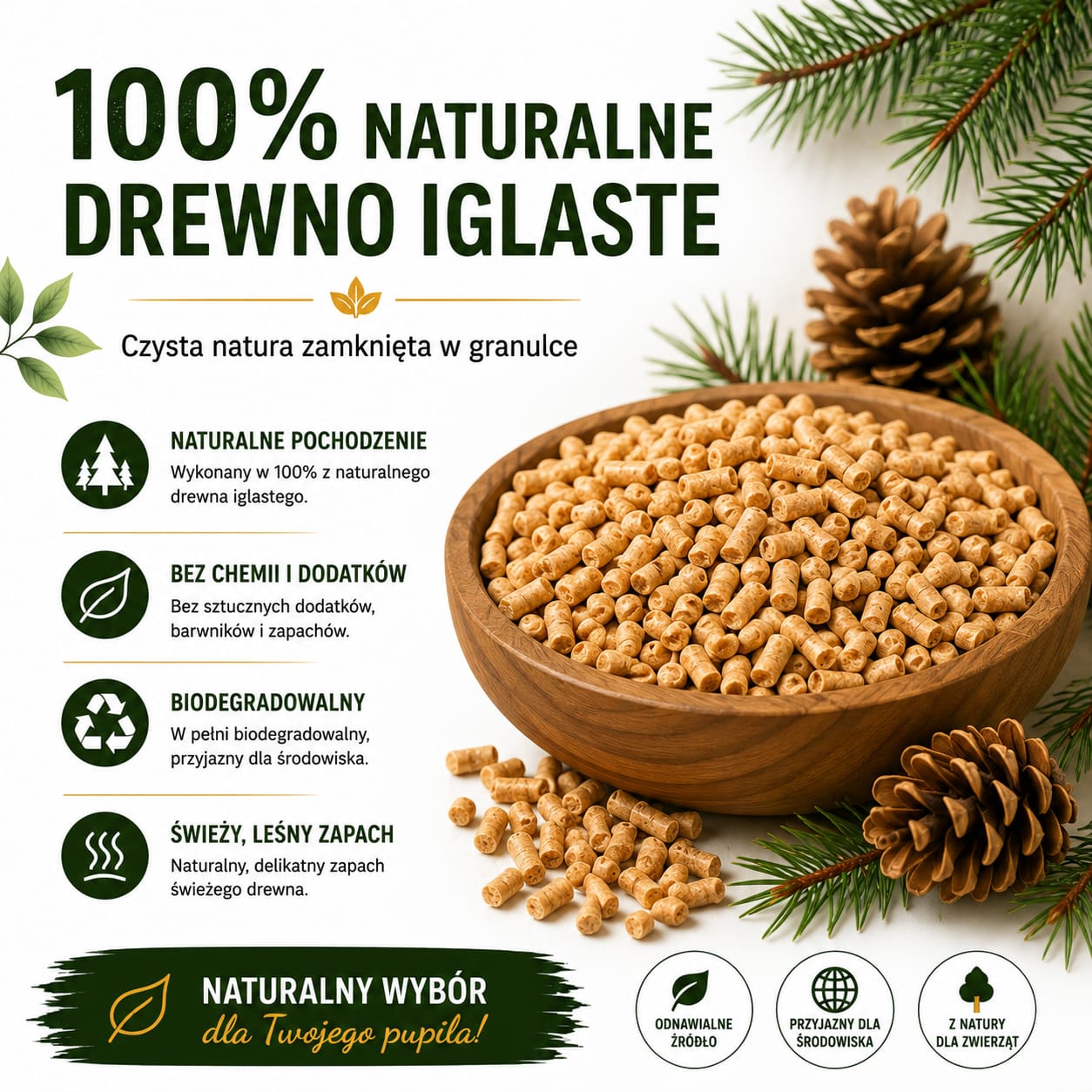 Żwirek Drewniany GO4PET PREMIUM 5kg Dla Kota Królika Gryzoni Naturalny - obrazek 4