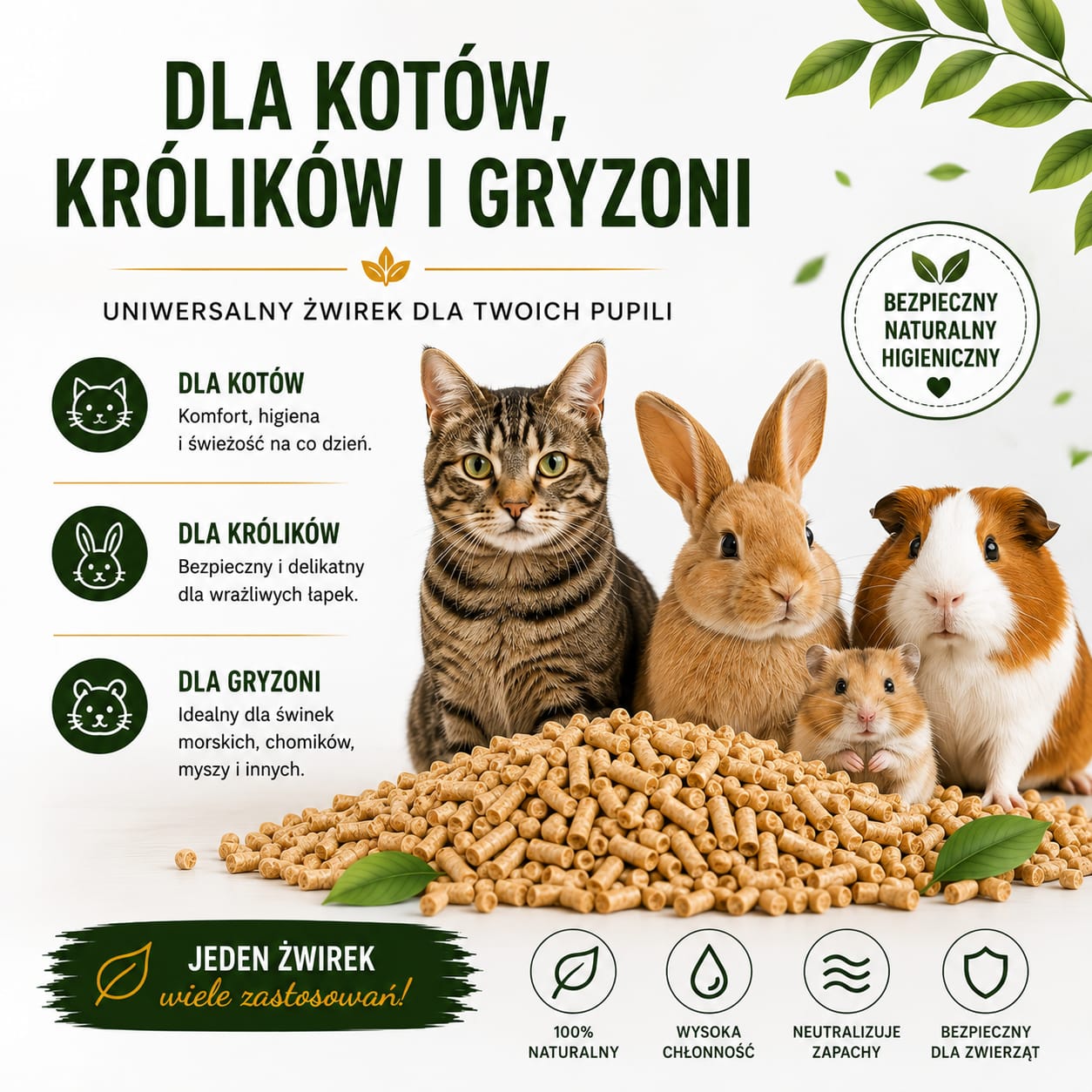 Żwirek Drewniany GO4PET PREMIUM 5kg Dla Kota Królika Gryzoni Naturalny - obrazek 7