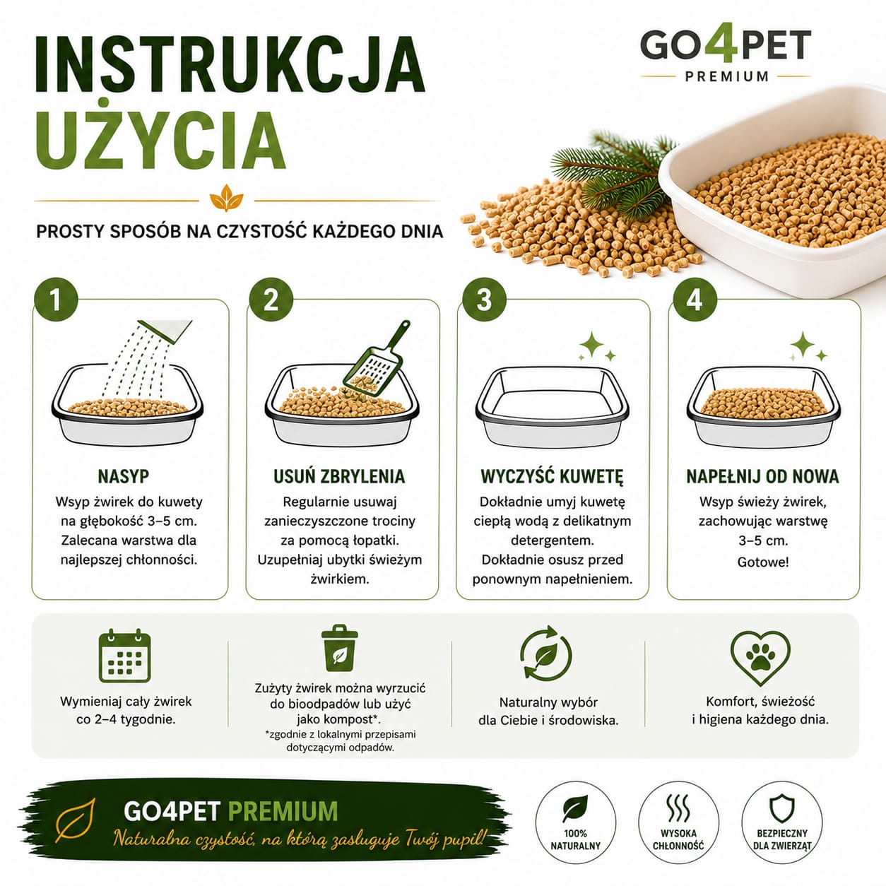Żwirek Drewniany GO4PET PREMIUM 5kg Dla Kota Królika Gryzoni Naturalny - obrazek 9