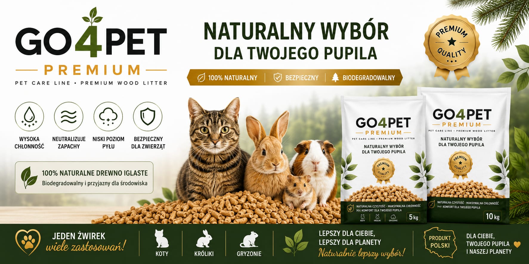 Żwirek Drewniany GO4PET PREMIUM 5kg Dla Kota Królika Gryzoni Naturalny - obrazek 11